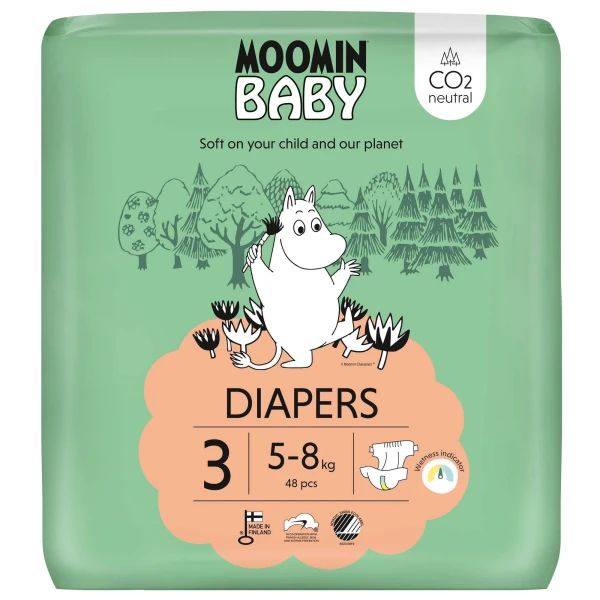 Moomin Baby Diapers Fraldas 3 (5-8Kg) X48